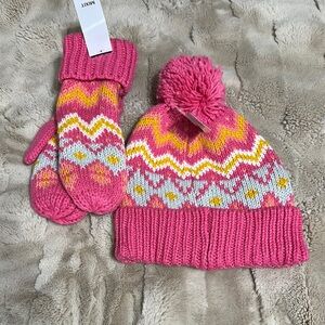 Mixit Pink and Yellow Knit Beanie Hat